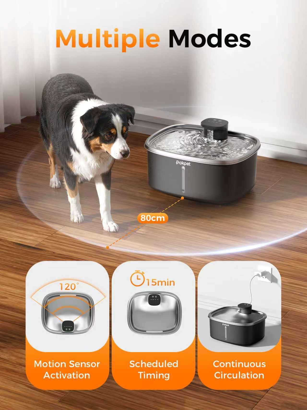 2.64 Gallon Large Capacity Automatic Dog Cat Water Fountain, Black