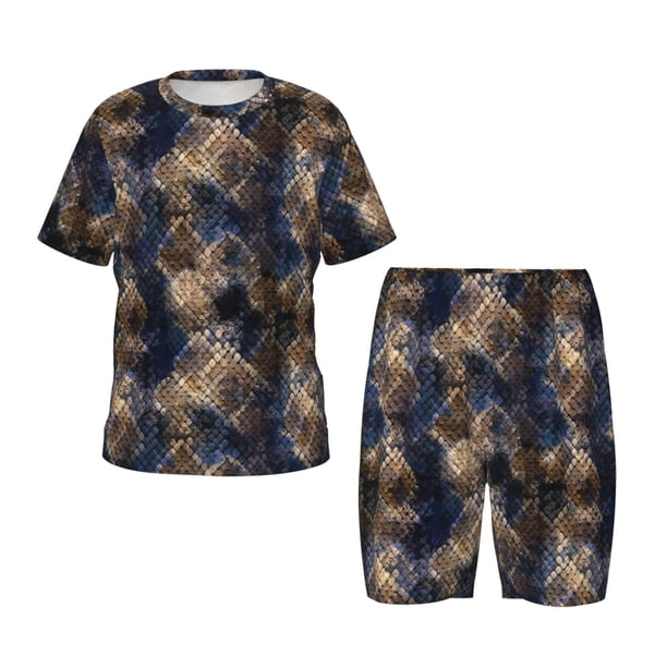 Balery Watercolor Snake Skin Conjunto de Pijama Infantil de Manga Corta con Estampado – Ropa de Dormir de Algodón Suave-XX-Large
