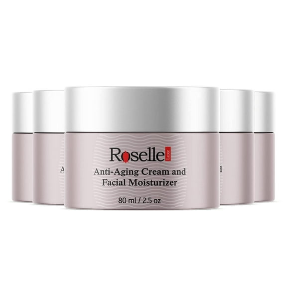 (5 Pack) Roselle - Anti-Aging Face Cream and Ageless Moisturizer - Ingredients for All Skin Types