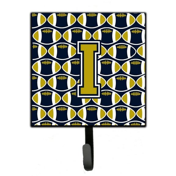Carolines Treasures CJ1074-ISH4 Letter I Football Blue and Gold Leash or Key Holder Single Hook multicolor