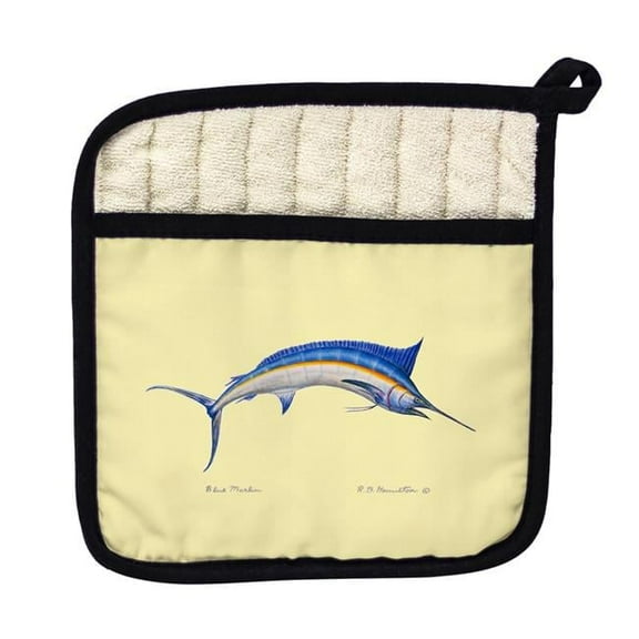 Betsy Drake PT015Y Blue Marlin Yellow Pot Holder