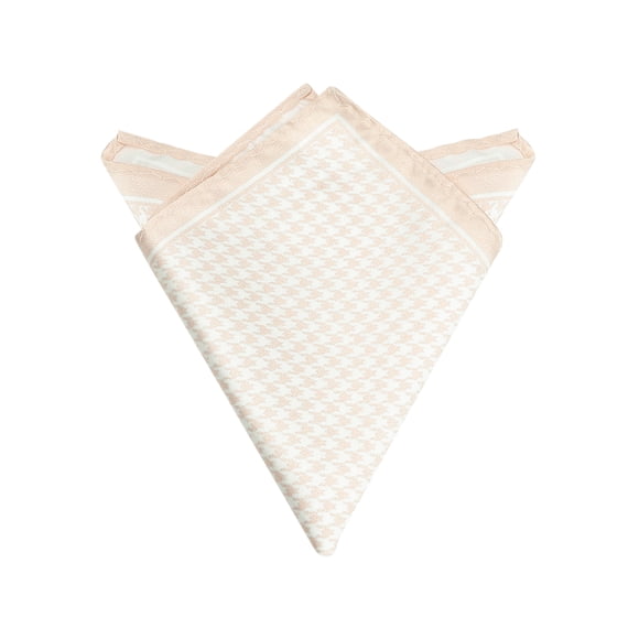 INSPIRE CHIC Men's Houndstooth Self Fold Pocket Square for Suit Formal Champagne One Size