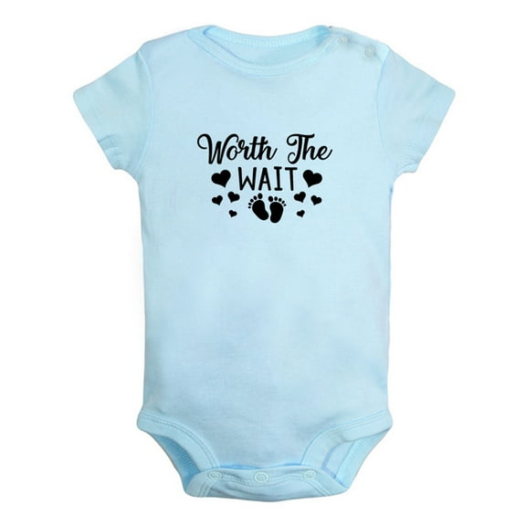 Worth The Wait Funny Rompers For Babies, Newborn Baby Unisex Bodysuits, Infant Jumpsuits, Toddler 0-12 Months Kids One-Piece Oufits (Blue, 6-12 Months)
