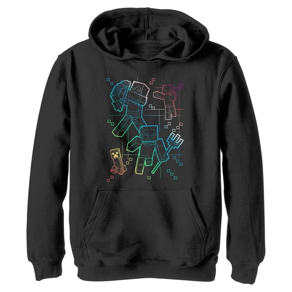Boys Minecraft Rainbow Characters Lines Lightweight Hoodie