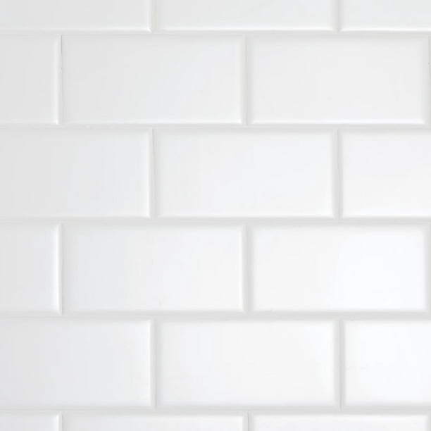 6 Ceramic Bright White Subway Tile, Ceramic Subway Tile