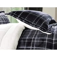 thumbnail image 4 of Mocassi 3-Piece Plaid Pattern Comforter Set - Soft and Plush Micromink Sherpa Backing, Bedding with Matching Shams, King/California King Size, Gray, 4 of 6
