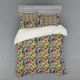 thumbnail image 1 of Geometric Duvet Cover Set, Tangled Design of Colorful Triangular Shapes Grunge Effect Contemporary Artwork, Bedding Set with Shams and Fitted Sheet, 3 Sizes, by Ambesonne, 1 of 3