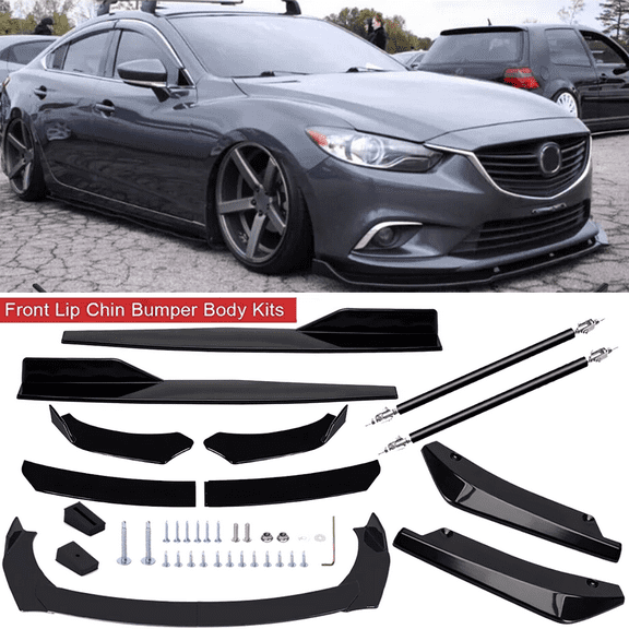 For Mazda6 2014-2018 Black Front Bumper Lip Spoiler Splitter Side Skirts