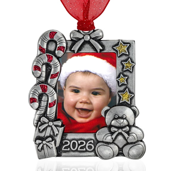 Candy Cane Photo Picture Frame Baby Ornament