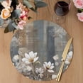 thumbnail image 3 of Brown Grey Floral Round 15 Inch Placemats Set of 4, Spring Summer Botanical Vintage HeatResistant Non Slip Place Mats for Dining Table, Wipeable Braided Kitchen Table Mats for Housewarming, 3 of 9