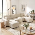 thumbnail image 2 of HOMCOM Sofa with Double Chaises, Modular U Shaped Couch, Beige, 2 of 10