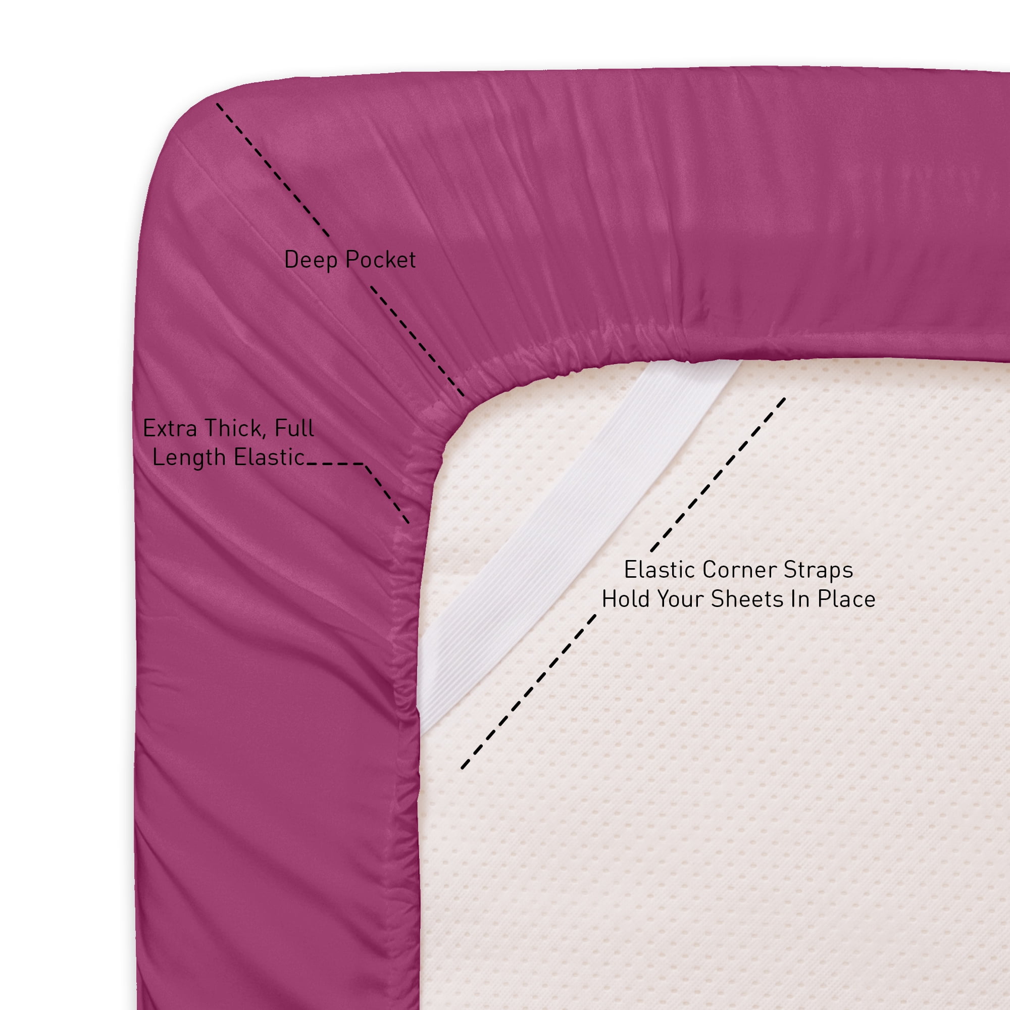 Sweet Home Collection 1800 Series Bed Sheets - Extra Soft Microfiber Deep Pocket Sheet Set - Berry, King