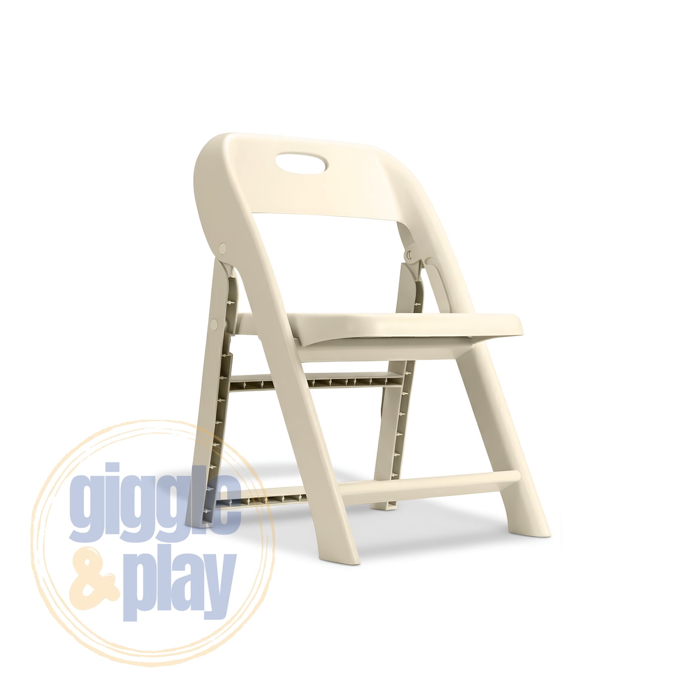 Giggle & Play Folding Chairs, Portable and Lightweight Kids Chair with Backrest, Beige, 2 Pack