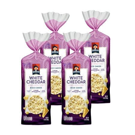 (4 Pack) Quaker Rice Cakes, White Cheddar, 5.5 oz