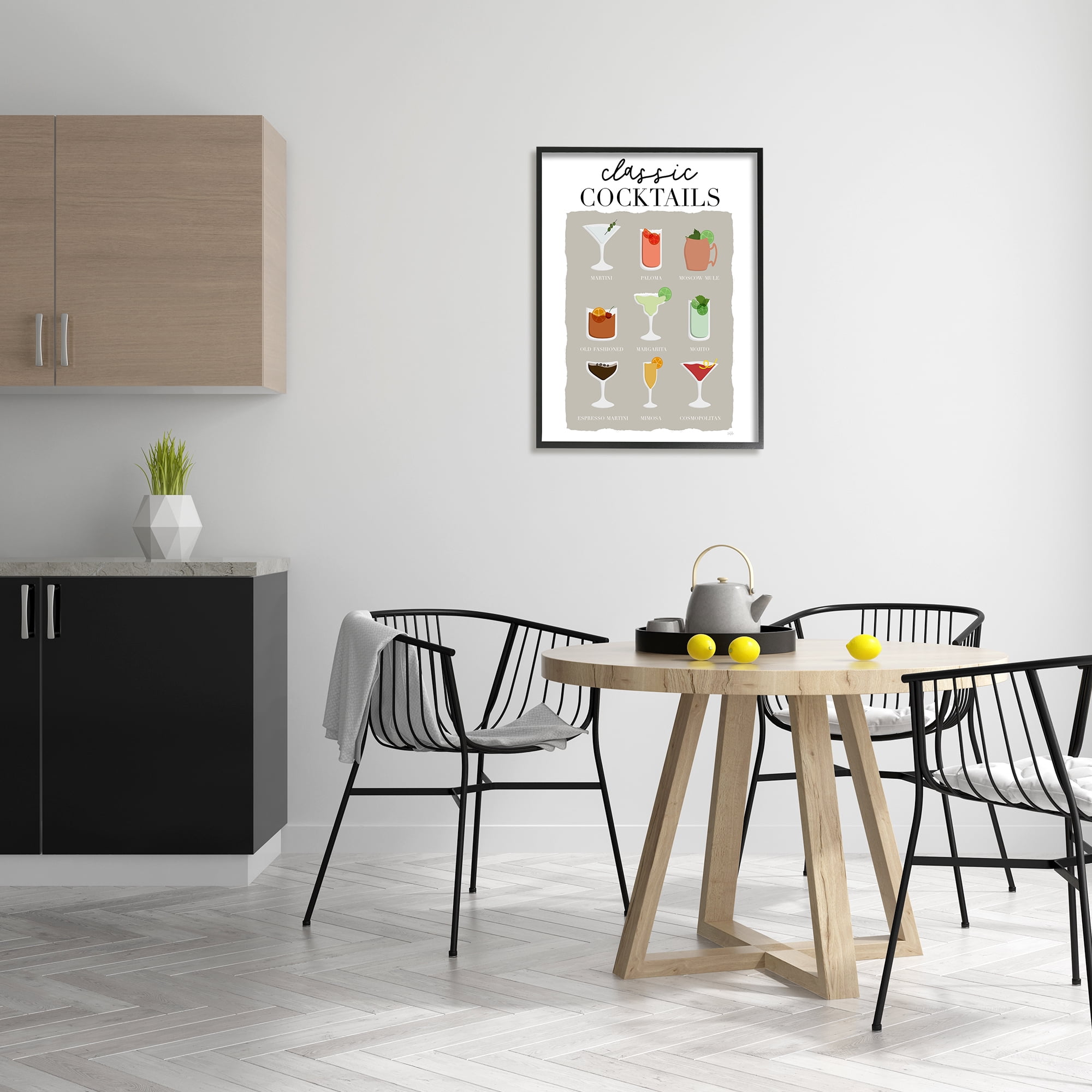 Stupell Industries Classic Cocktails Chart Food & Beverage Painting Black Framed Art Print Wall Art, 24 x 30