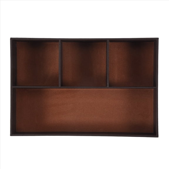 4 Slots Desk Drawer Organizer, Pu Leather Drawer Storage Organizer Divider for Office Desk Supplies Value Collection and Accessories Purpose Storage Desktop Organizer Tray(Brown)