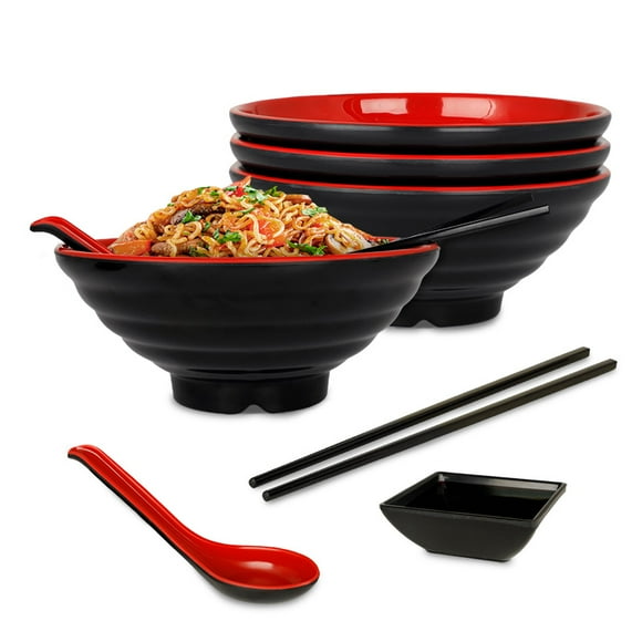 Vajilla de Melamina CASA LITUS Estilo Japonés para Ramen 16 Piezas 4 personas