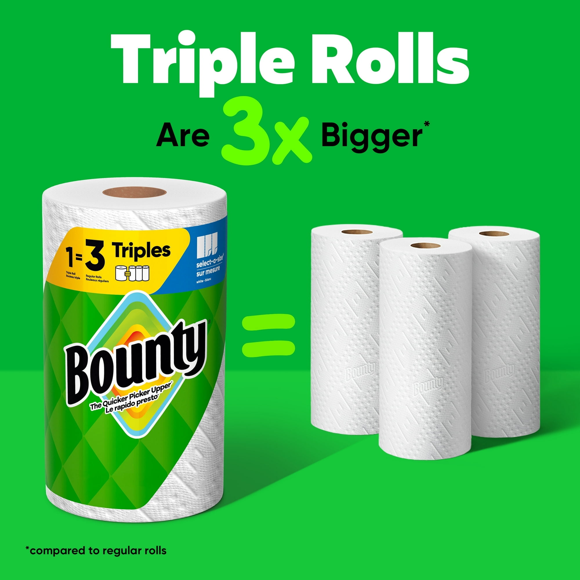 Bounty Paper Towels Select-A-Size Print, 2 Triple Rolls, 123 Sheets Per Roll 4 PACK