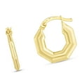 thumbnail image 3 of JewelStop 14K Yellow Gold Puffed Hexagon Hoop Earrings with Polished Finish and Hinged Clasp for Women - 1.23gr, 3 of 5