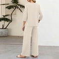 thumbnail image 4 of Womens Summer 2 Piece Lounge Sets 3/4 Sleeve V Neck Top Wide Leg Palazzo Pants Set Beach Travel Outfits, 4 of 5