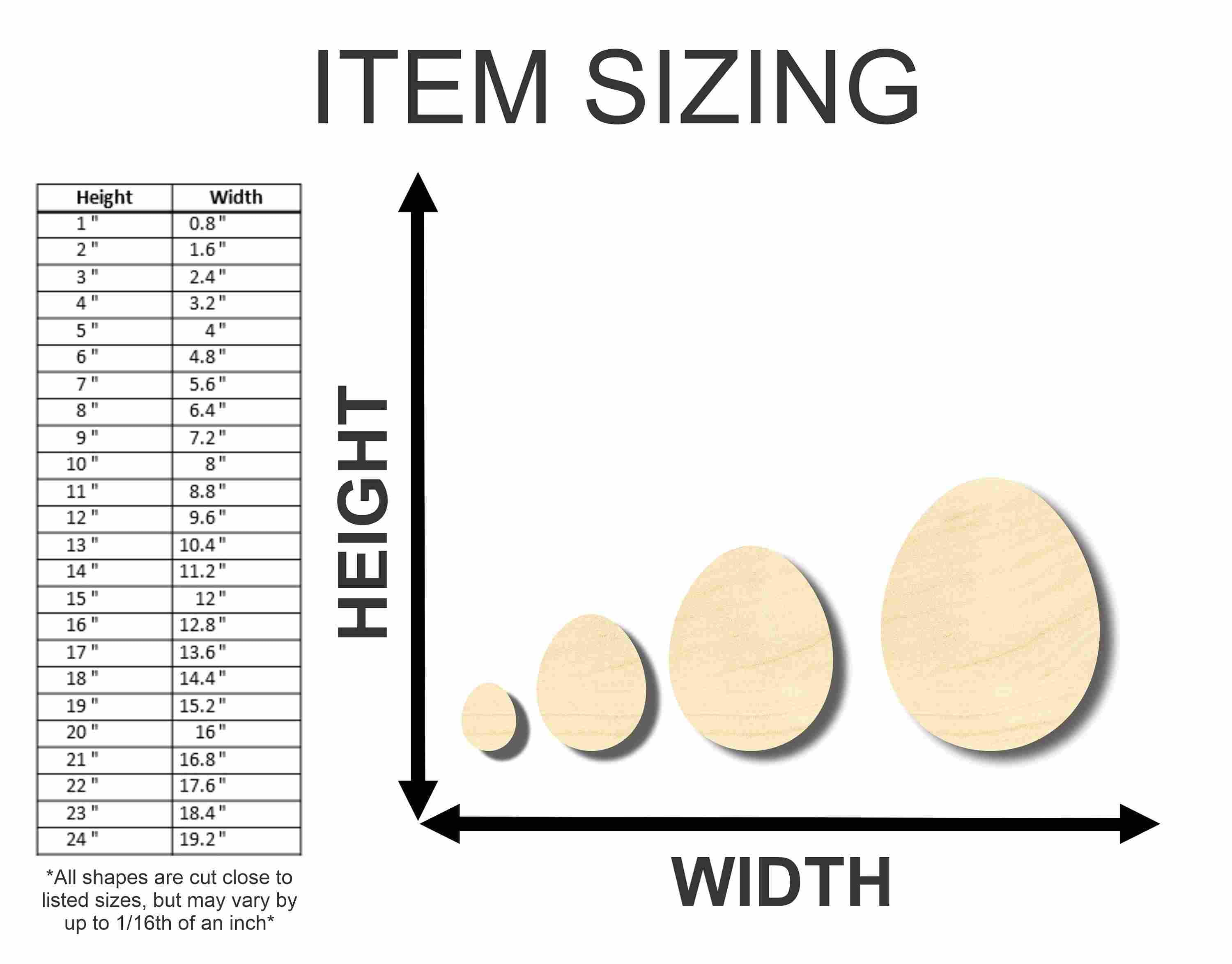Unfinished Wood Craft Easter Eggs up to 46"  DIY 14" / 1/2"