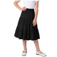 thumbnail image 2 of Cethrio Girls Midi Skirts, Ruffled A-Line Summer High-waisted Faux Denim Skirts Black Size 6-7 T, 2 of 7