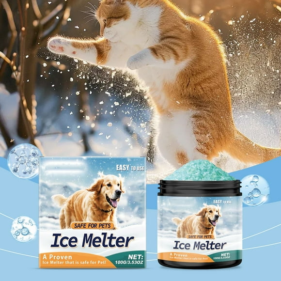 Pet Safe Ice Melt Safe for Concrete - Defrost 100G/3.53 Oz Snow Salt Ice Melt Pet Friendly, Salt for Snow and Ice Removal, Sidewalk Salt, Driveway Salt, 1 Pcs