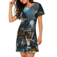 thumbnail image 2 of Haiem Cute Skeletons Figurines Print Women’s Short-sleeved Nightdress – Comfortable and Loose-Fit Sleepwear, Soft Cotton Sleep Shirt for Relaxing, Casual Nightdress, 2 of 6