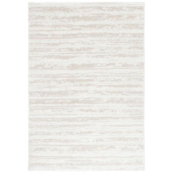 SAFAVIEH Tahoe Tyson Striped Shag Area Rug, Ivory/Beige, 5' x 7'