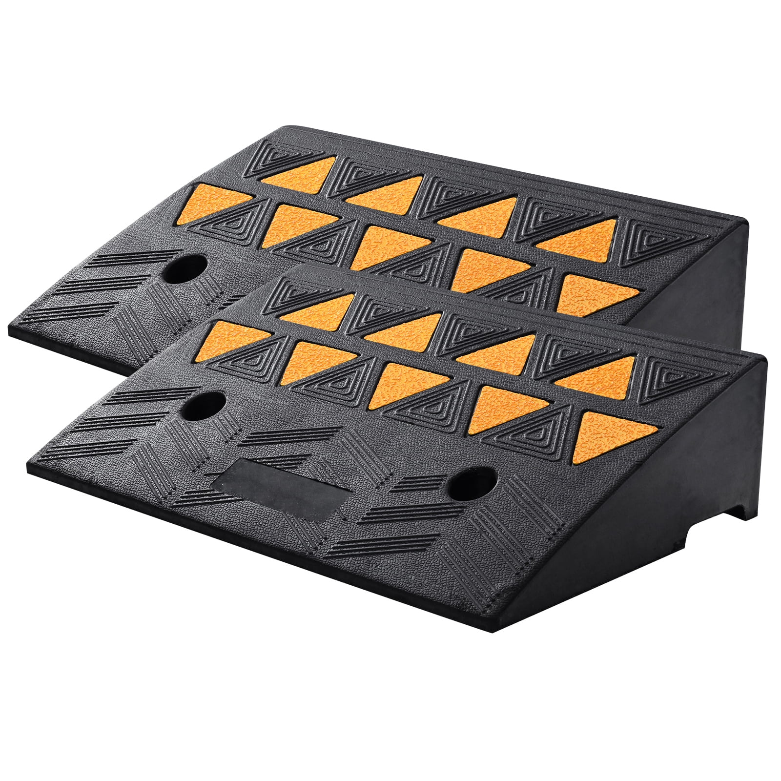 KFFKFF Sturdy Rubber Ramp Set of 2, Elevates 5" with Robust 33069 lbs/15 T Load Capacity, Threshold Ramps for Driveways, Designed with a Secure Grid Framework for Vehicles, Wheelchairs, Bicycles