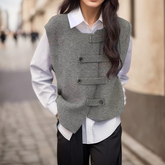 Women Vest Knitted Sleeveless Sweater Pullover Top Casual Retro 3x Sweaters for Women Sweaters Women for Work Sweaters for Women plus Size 4x Open Weave Cardigan Womens Cardigan Duster Cardigan for