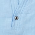 thumbnail image 6 of Men Henley Shirt Solid Color Cotton Linen Short Sleeve T-Shirts Band Collar Beach Vacation Pullover, 6 of 7