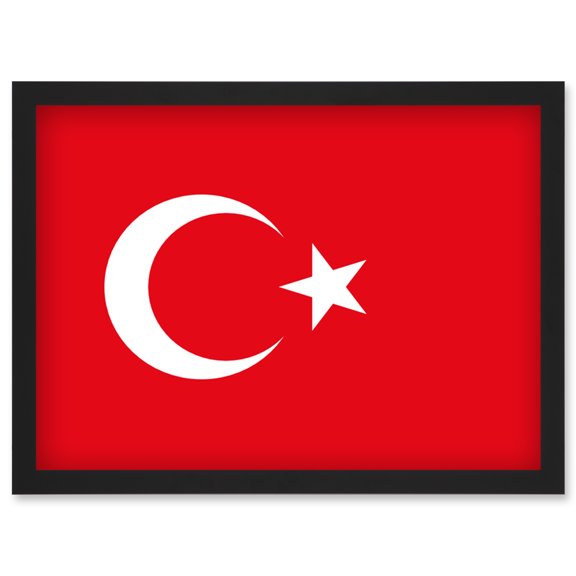 Turkey National Flag Patriotic Vexillology World Flags Country Region Poster Artwork Framed Wall Art Print A4