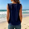 thumbnail image 4 of WRFWUL Womens Cotton Linen Sleeveless Tank Tops Trendy Ruffle V Neck Button Down Vest Elegant Casual Summer Gauze Blouses, 4 of 5