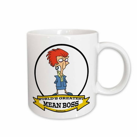 

3dRose Funny Worlds Greatest Mean Boss Lady Cartoon Ceramic Mug 15-ounce