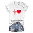 thumbnail image 4 of T-Shirt à Manches Courtes pour Femmes Seductiva Offres du Jour Liquidation Hauts d'Été pour Femmes Mignon Cœur Graphique Col Rond Manches Courtes Coupe Régulière T-Shirt Décontracté T-Shirts T-Shirt Hauts, 4 of 5