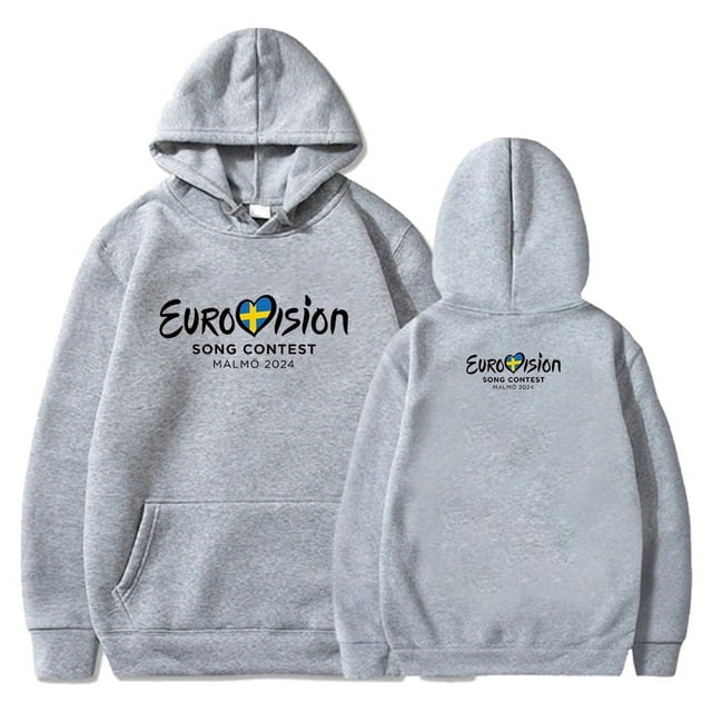 Eurovision 2025 Chandail à Capuchon à Manches Longues Unisexe Mode Sweat à Capuche Tenue de Rue,L,Gris