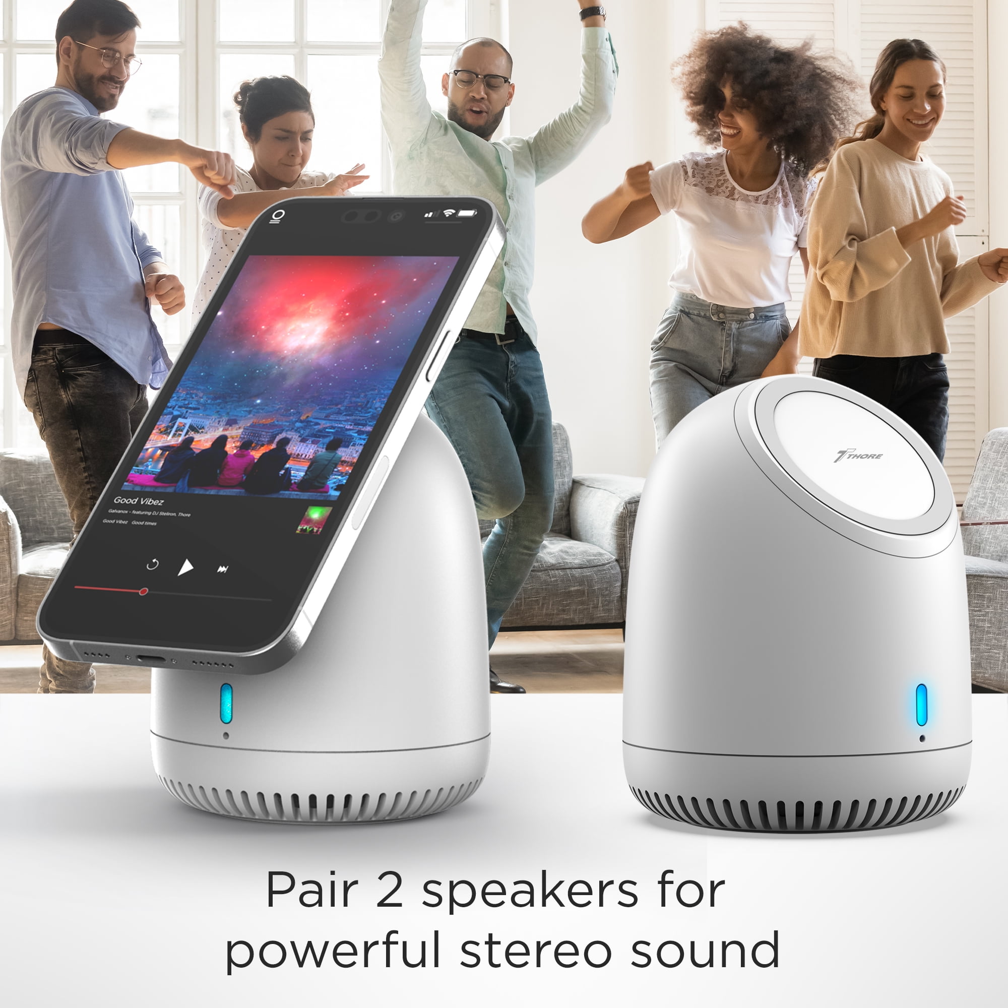Thore Mini Magnetic Bluetooth Speaker - MagSafe Compatible with iPhone 12/13/14 Small Portable Wireless Speaker (White)