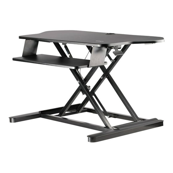 StarTech.com Corner Sit Stand Desk Converter with Keyboard Tray, Large Surface 35" x 21", Height Adjustable Ergonomic Desktop/Tabletop Standing Workstation, Supports Dual Monitors - Corner Stand Up Desk Converter (ARMSTSCORNR) - Standing desk converter - rectangular - black