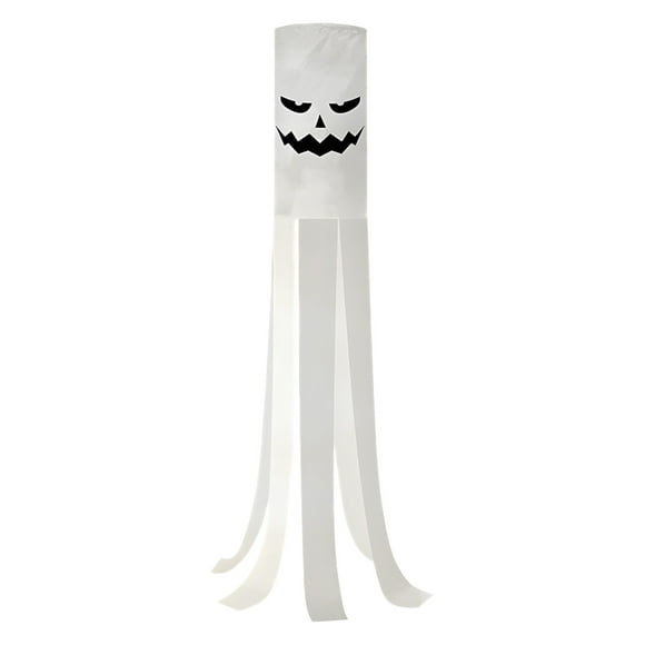 Halloween Ghost Windsock Flag with Lights, 39 Inch Halloween Outdoor Hanging Decor for Yard Patio Garden Pathway Tree Indoor Party Decoration