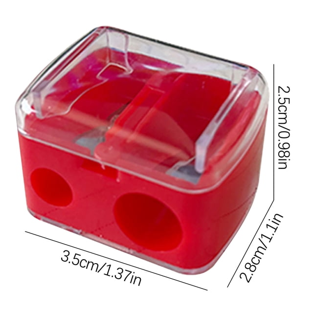 Manual de Afiladores de Lápiz,Planeador de Pluma de Afilador de Lápiz de Estudiante de Doble Agujero,Afiladores Transparentes de Plástico de 3.5x2.8x2.5cm,Contenedor de Vidrios a Prueba de Fugas,Peque