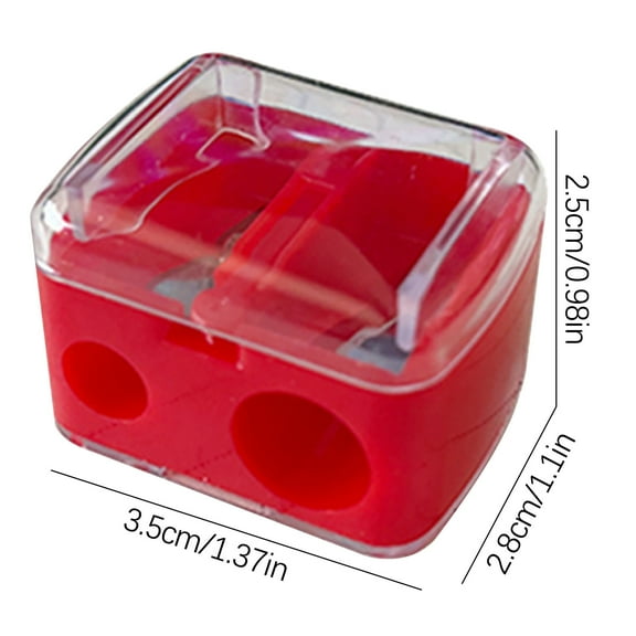 JeashCHAT Pencil Sharpener , Manual 2 Holes Colored Pencil Sharpener with Lid for Adults, Portable Compact Pencil Sharpener for Office (Red)