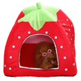 thumbnail image 3 of Foldable Soft Strawberry Pet Igloo Bed with Lovely Paw Prints, 3 of 5
