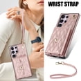 thumbnail image 2 of for Samsung Galaxy S23 Ultra Case, Wallet Phone PU Leather Case with Card Holder Crossbody Cover for Women Girls Strap Wristlet RFID Blocking Shockproof Protective Cover for Samsung S23 Ultra,Rosegold, 2 of 7