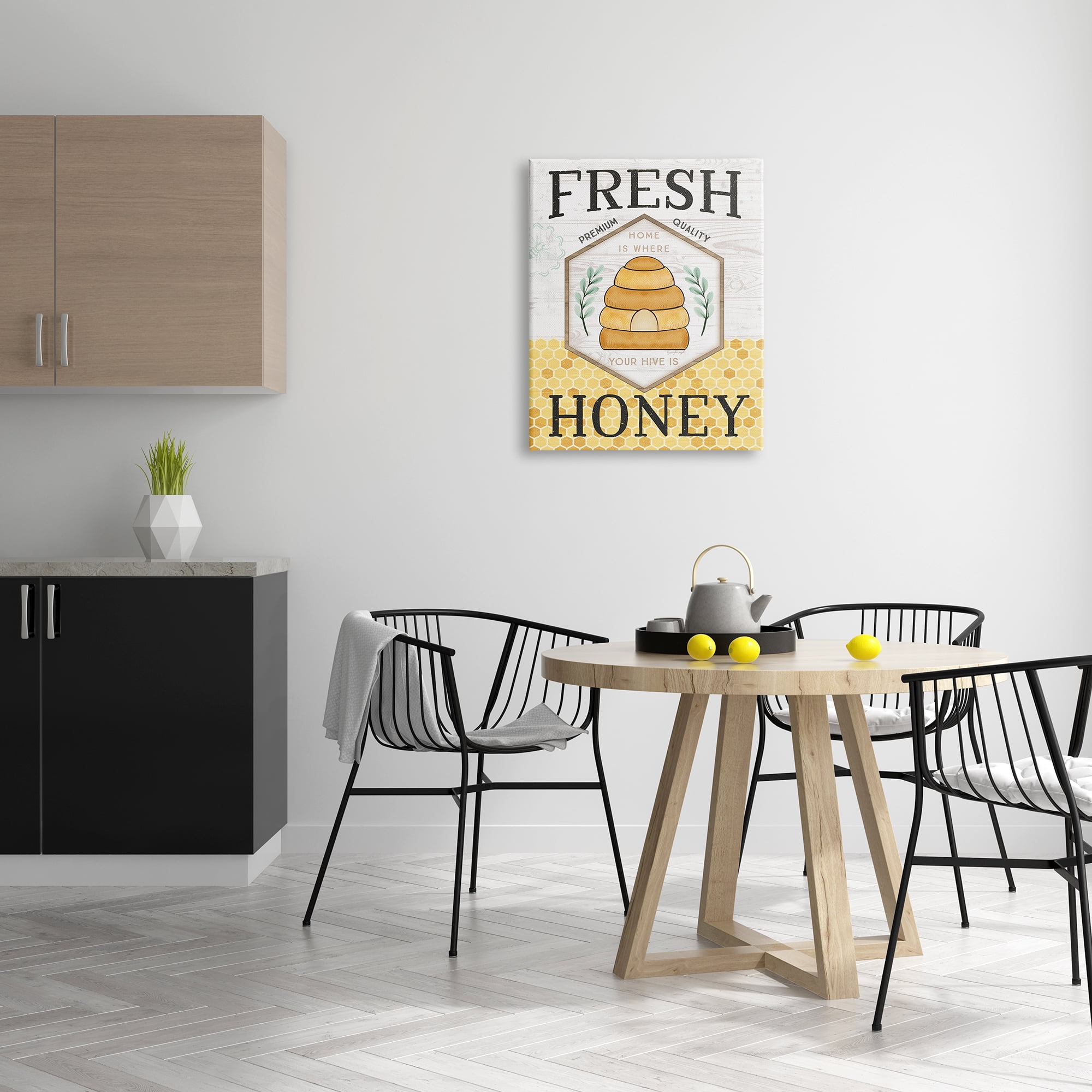 Stupell Industries Fresh Honey Rustic Bee Hive Typography Sign Graphic Art Gallery Wrapped Canvas Print Wall Art, Design by Jennifer Pugh