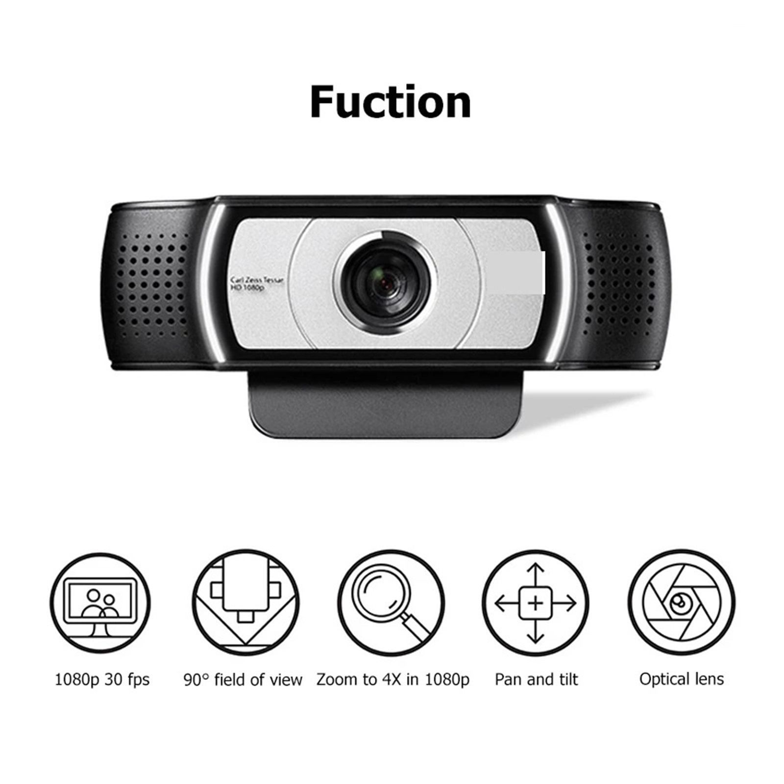 HD 1080P Webcam For Computer Zeiss Lens USB Video Camera 4 Time Digital Zoom Upgrade For Conferencing, Live Streaming, Recording ,HD Video