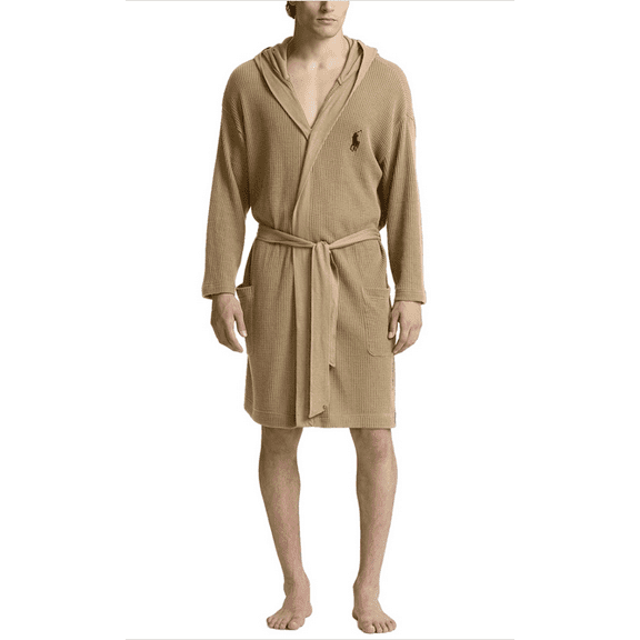 Polo Ralph Lauren Men's Thermal Hooded Robe - CLASSIC KHAKI