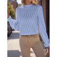 thumbnail image 2 of Weardear Womens Blouse Dressy Casual Mock Neck Textured Flounce Sleeve Tops Frenchy Shirred Shirts Business Work Pullovers, 2 of 5