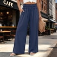 thumbnail image 2 of Hurxie Womens Wide Leg Pants Palazzo Casual Flowy Elastic Waist Pant Dressy Long Lounge with Pockets Navy,XL, 2 of 8