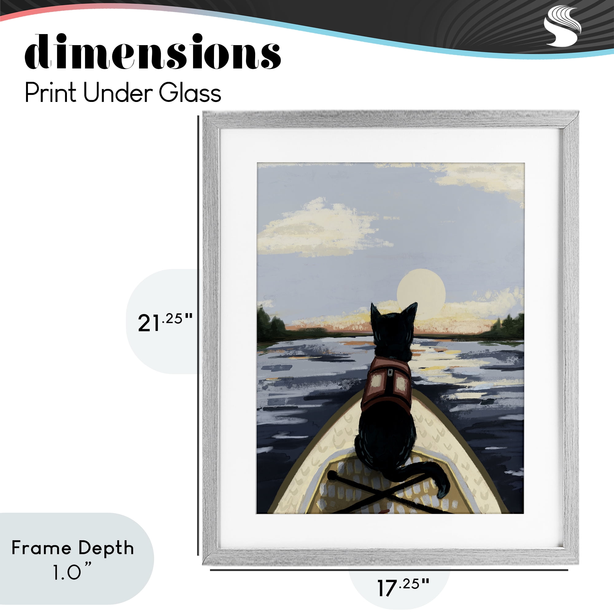 Stupell Industries Peaceful Cat Viewing Lake Gray Framed Print Under Glass, design by Denise Bartkus